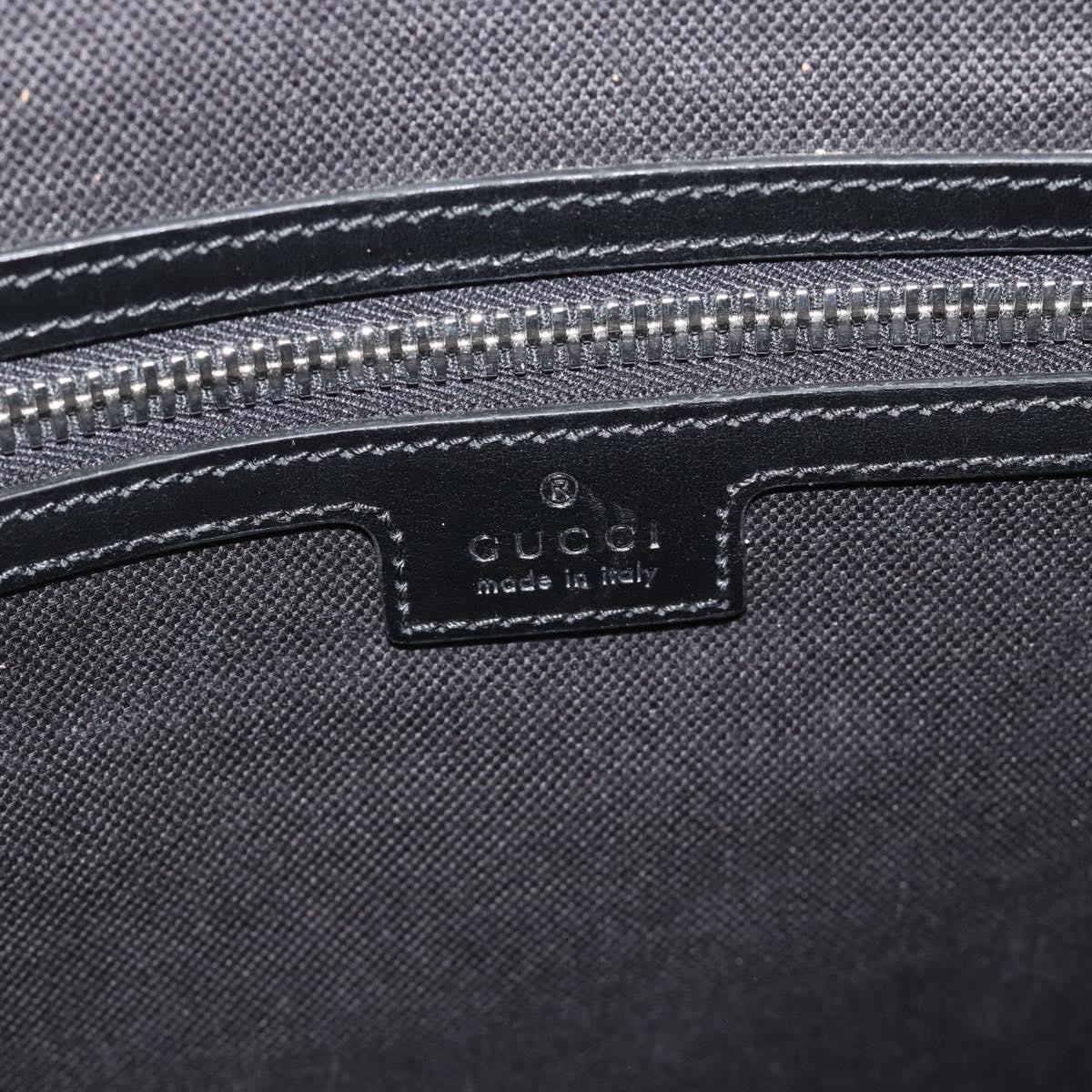 Gucci Sherry Line Shoulder Leather Black Canvas Handbag (Pre-Owned)