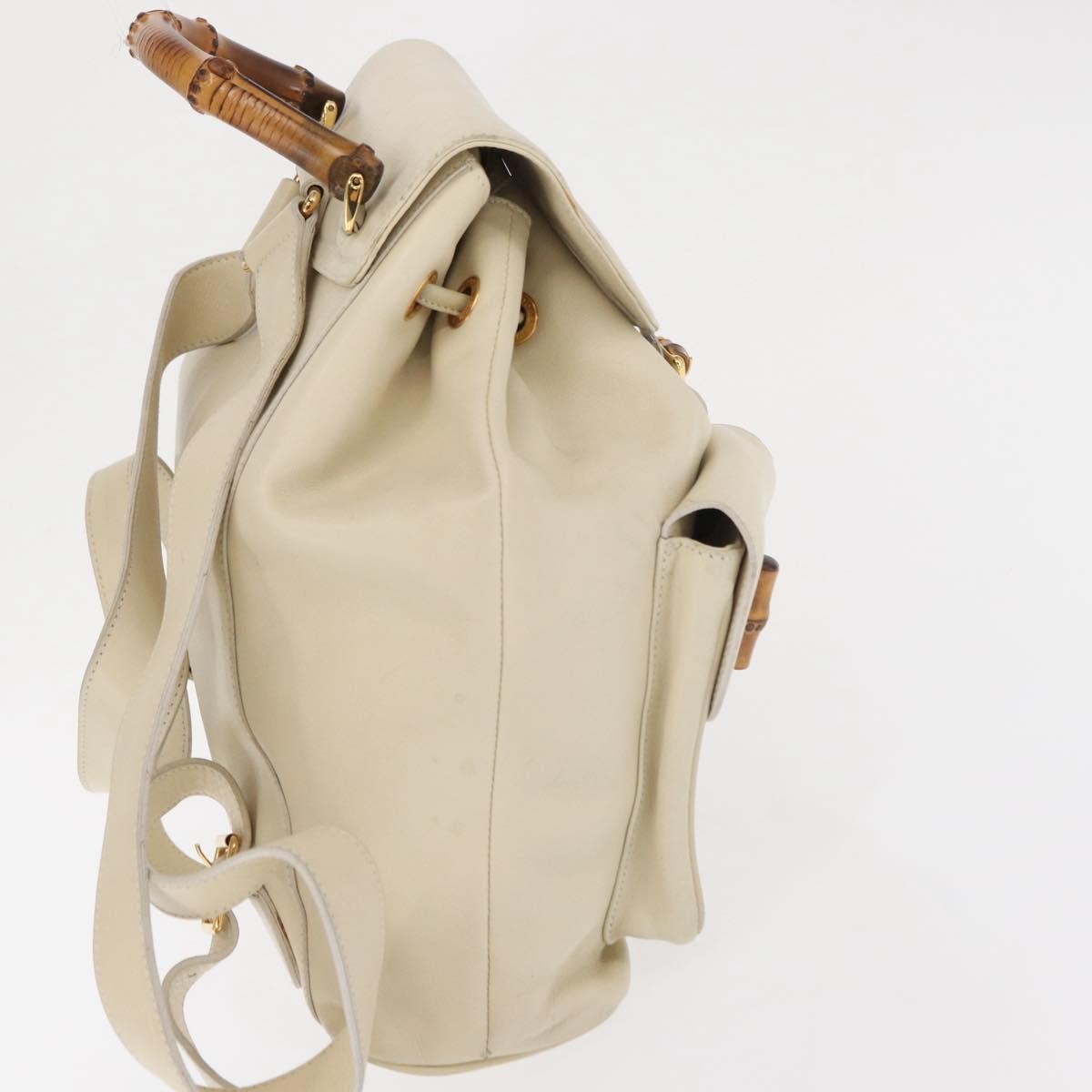 Gucci Vintage Bamboo Leather Gold Leather Backpack Bag (Pre-Owned)