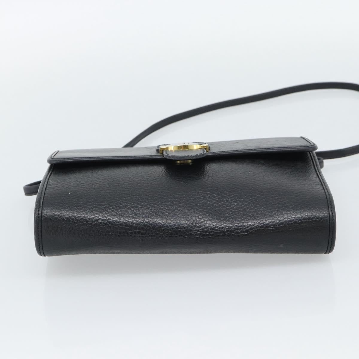 Christian Dior Vintage Cd Flap Leather Black Leather Shoulder Bag Bag (Pre-Owned)