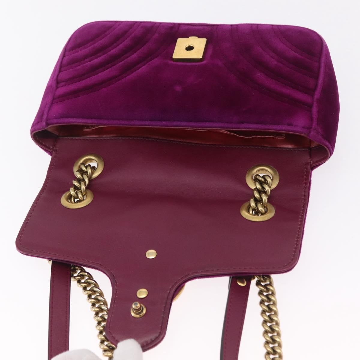 Gucci Gg Marmont Matelassé Velvet Purple Velvet Shoulder Bag Bag (Pre-Owned)