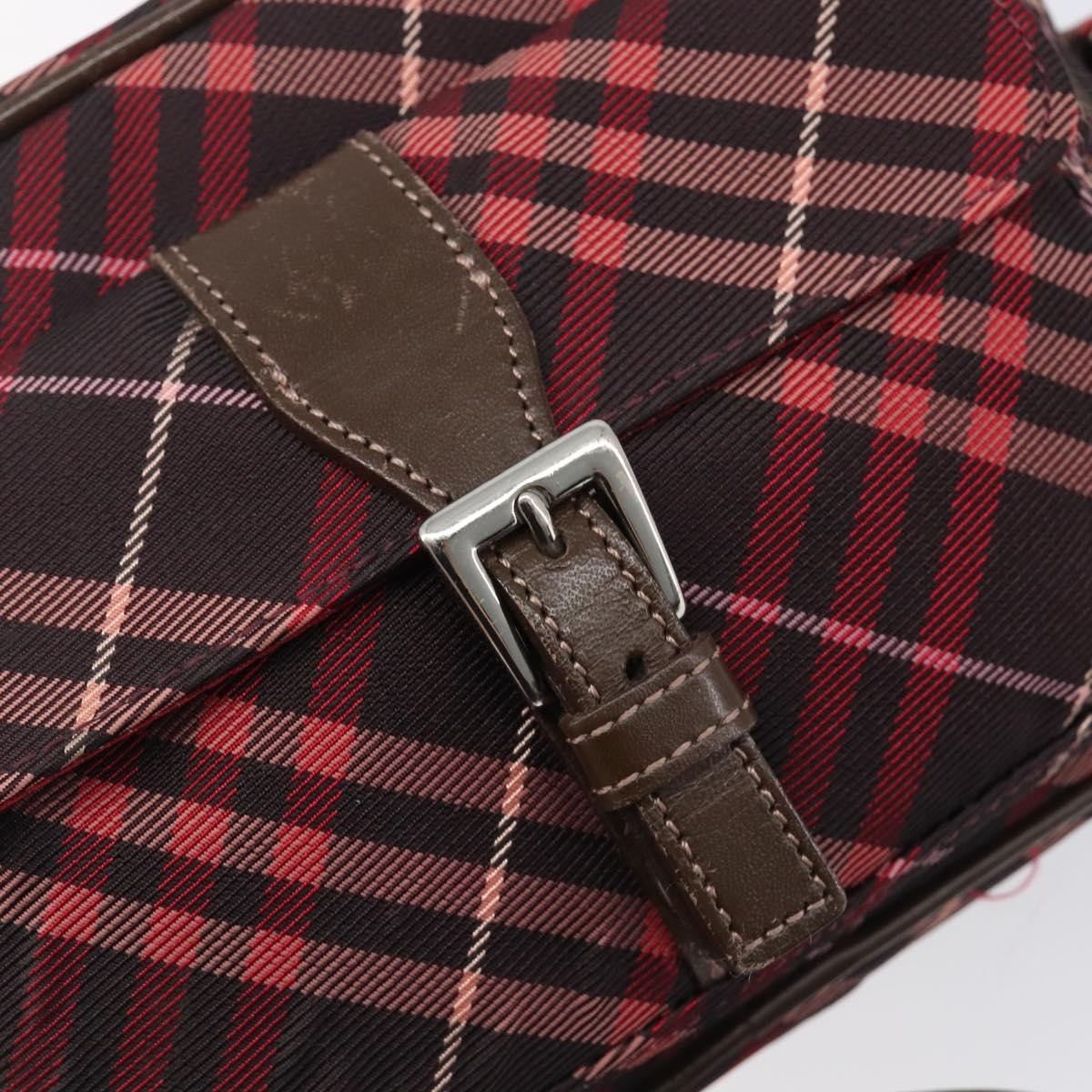 Burberry Nova Check Blue Label Nylon Burgundy Nylon Shoulder Bag Bag (Pre-Owned)