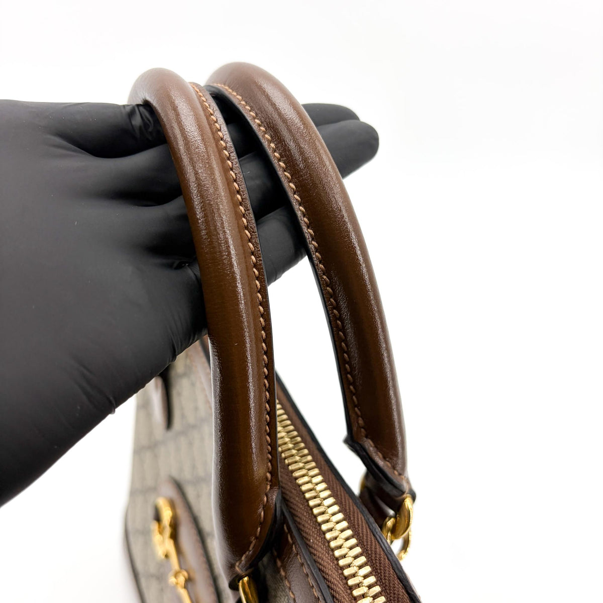 Gucci Horsebit 1955 Gg Canvas With Leather Brown Canvas Tote Bag Bag (Pre-Owned)