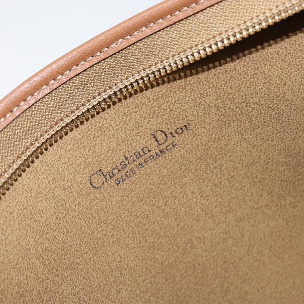 Christian Dior Vintage Honeycomb Zip Canvas And Leather Beige Canvas Clutche & Pouche Bag (Pre-Owned)