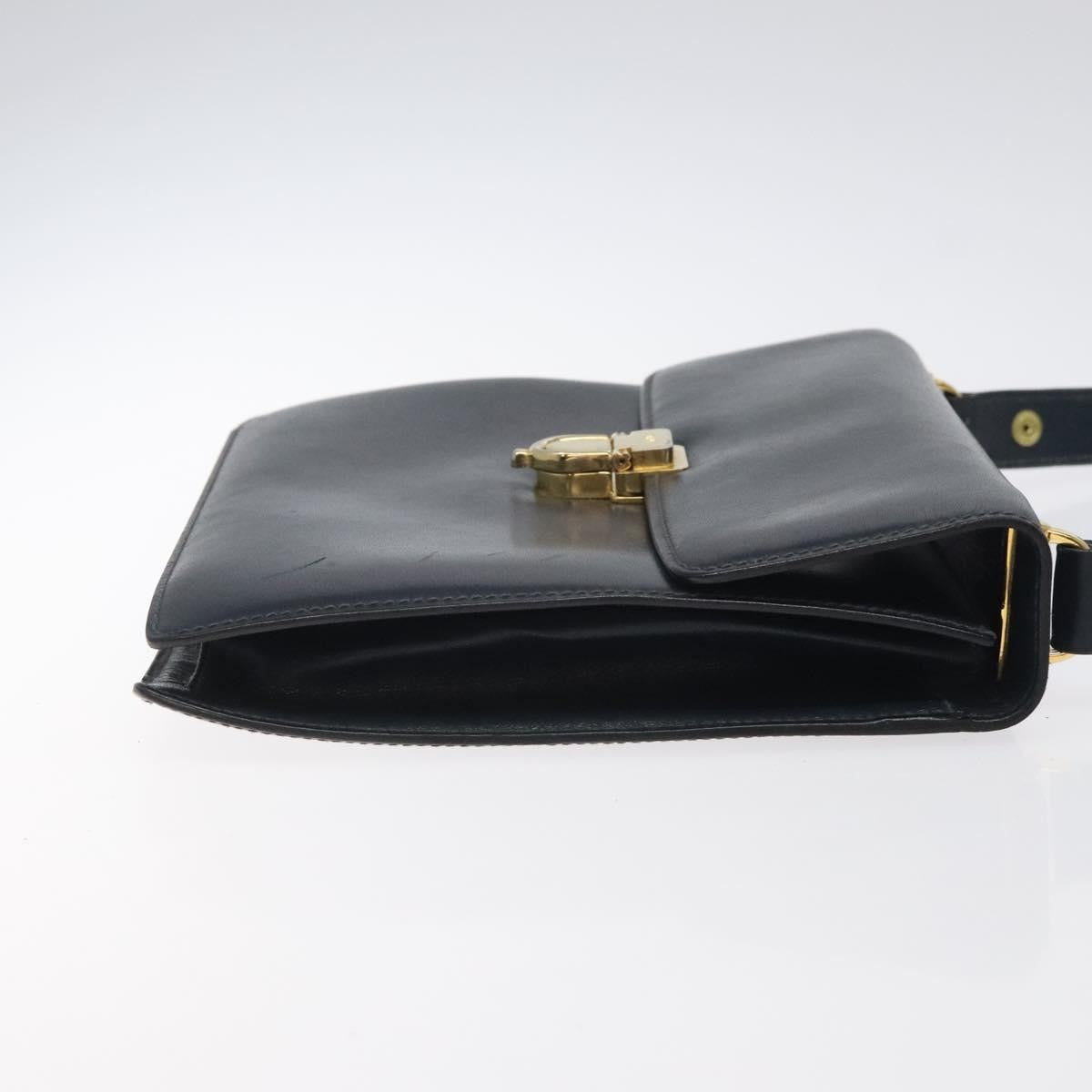 Celine Vintage Leather Navy Leather Shoulder Bag Bag (Pre-Owned)