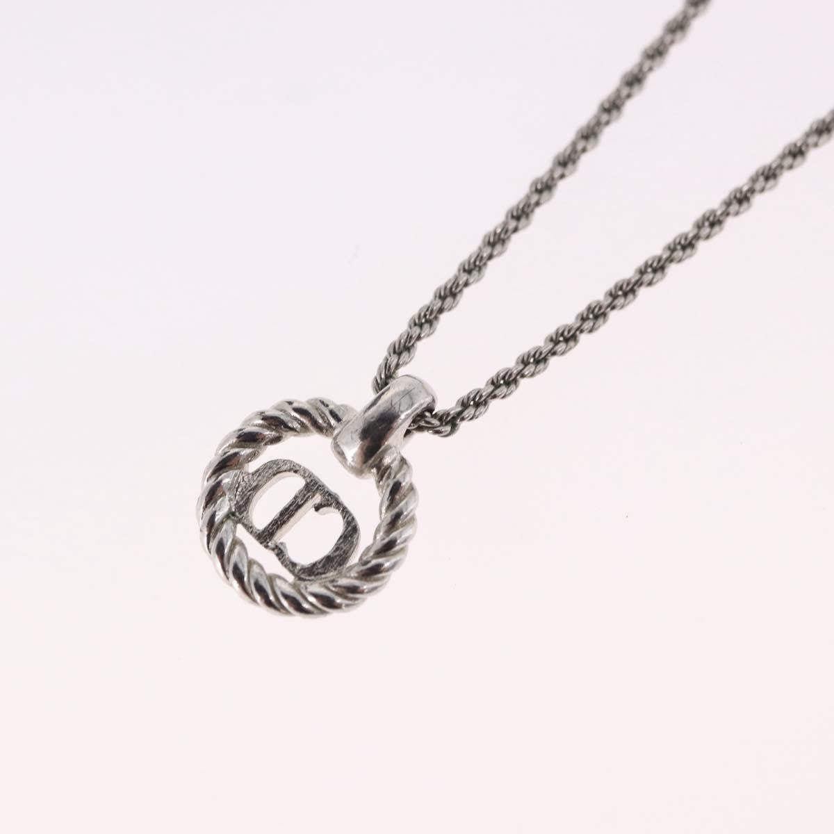 Christian Dior Vintage Circle Pendant Metal Silver Metal Necklace Jewelry (Pre-Owned)