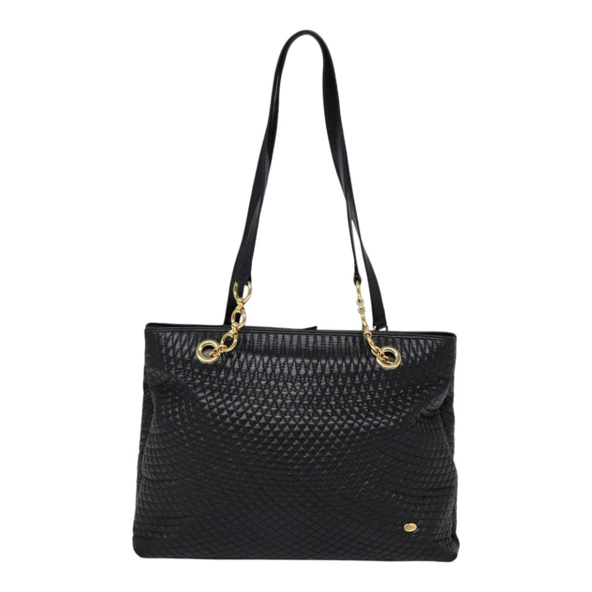 Bally Vintage Quilted Leather Black Leather Tote Bag Bag (Pre-Owned)