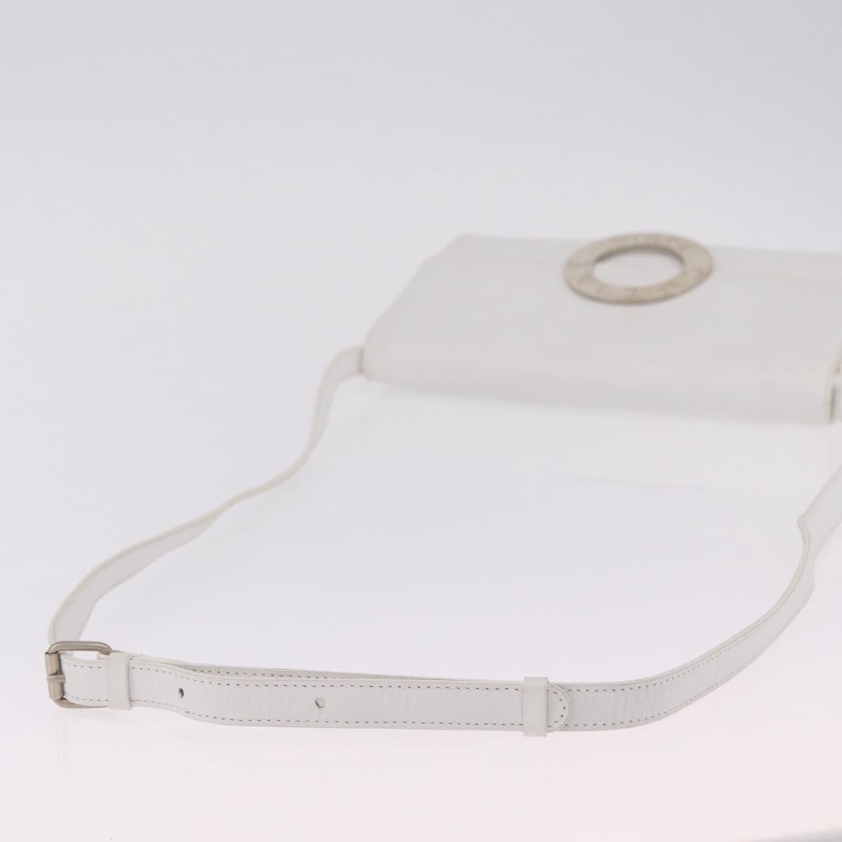 Celine Vintage Circle Logo Leather White Leather Crossbody Bag Bag (Pre-Owned)