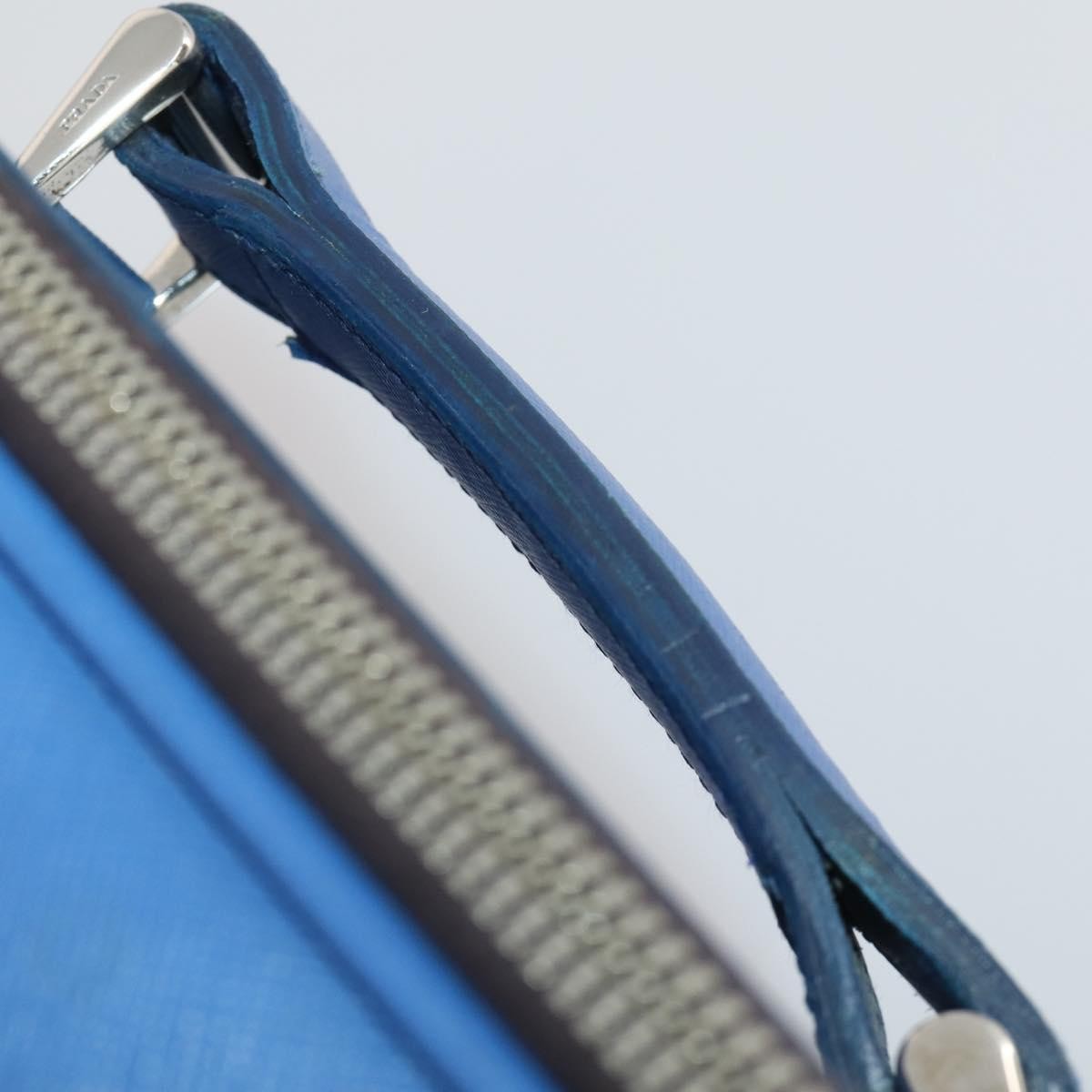 Prada Travel Saffiano Leather Blue Leather Travel Bag Bag (Pre-Owned)