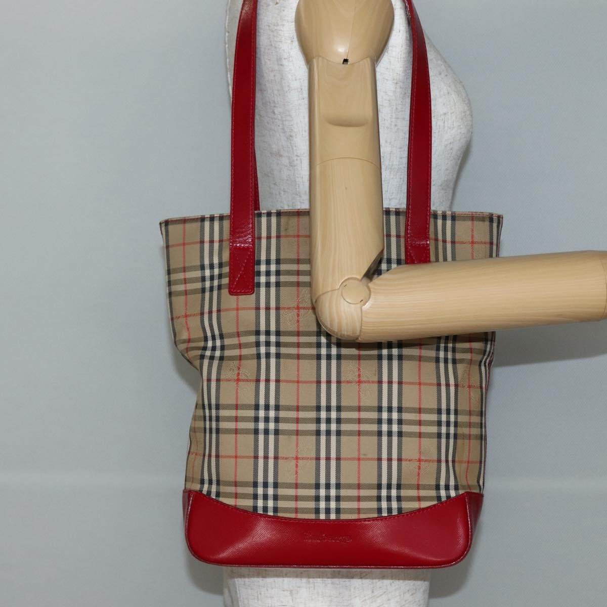 Burberry Nova Check Tote Canvas Check Pattern Beige Canvas Tote Bag Bag (Pre-Owned)