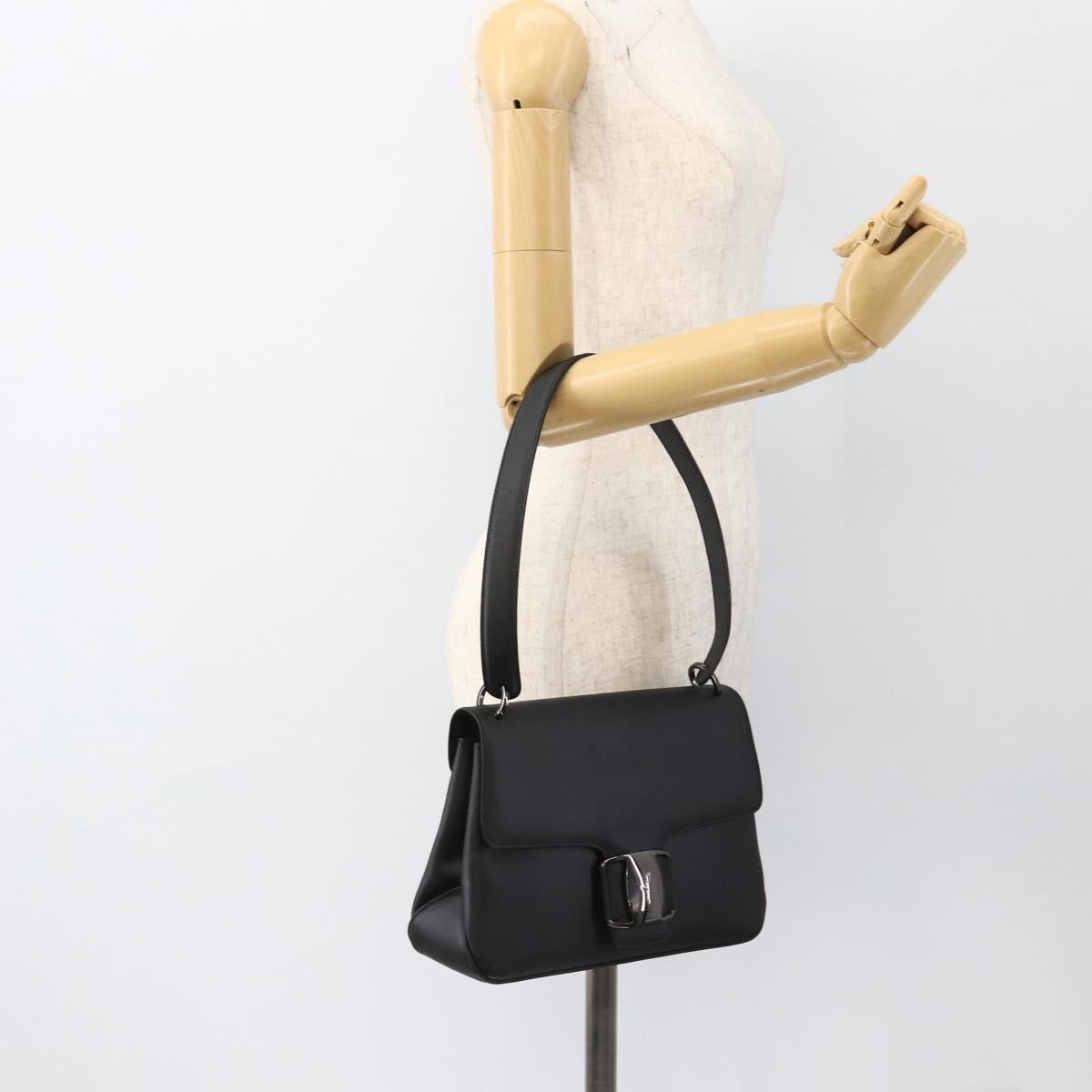 Salvatore Ferragamo Vala Canvas Black Canvas Shoulder Bag Bag (Pre-Owned)
