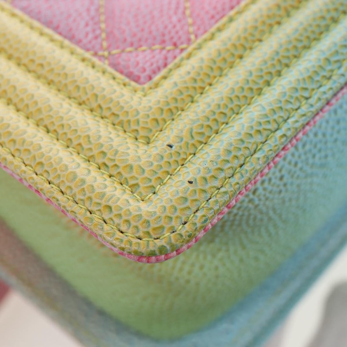 Chanel Rainbow Boy Flap Quilted Painted Caviar Multicolour Leather Shoulder Bag Bag (Pre-Owned)