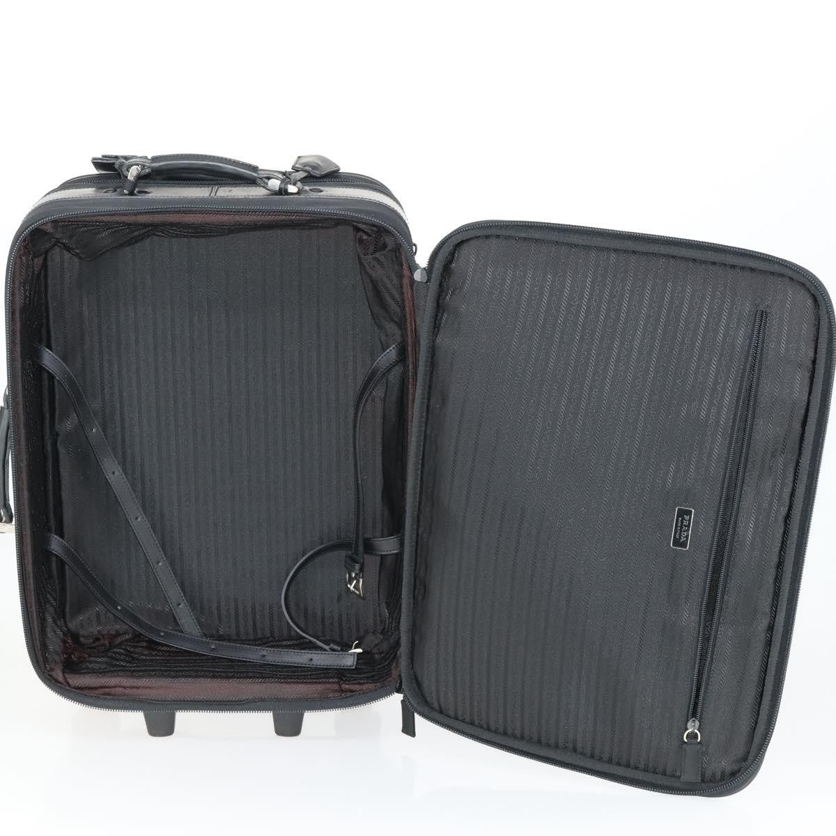 Prada Trolley Rolling Luggage Tessuto And Saffiano Leather Black Nylon Travel Bag Bag (Pre-Owned)