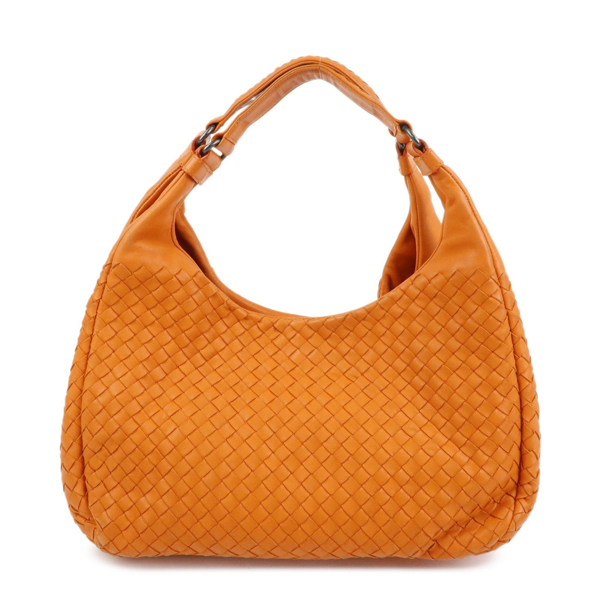 Bottega Veneta Campana Hobo Intrecciato Nappa Orange Leather Shoulder Bag Bag (Pre-Owned)