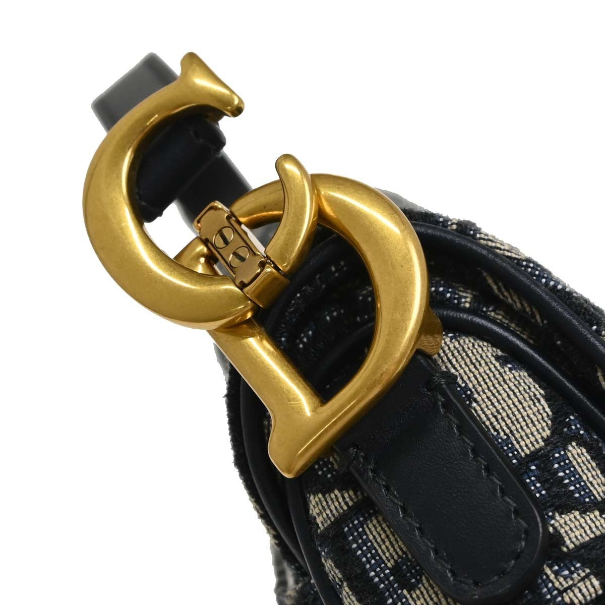 Christian Dior Saddle Oblique Canvas Navy Canvas Handbag (Pre-Owned)