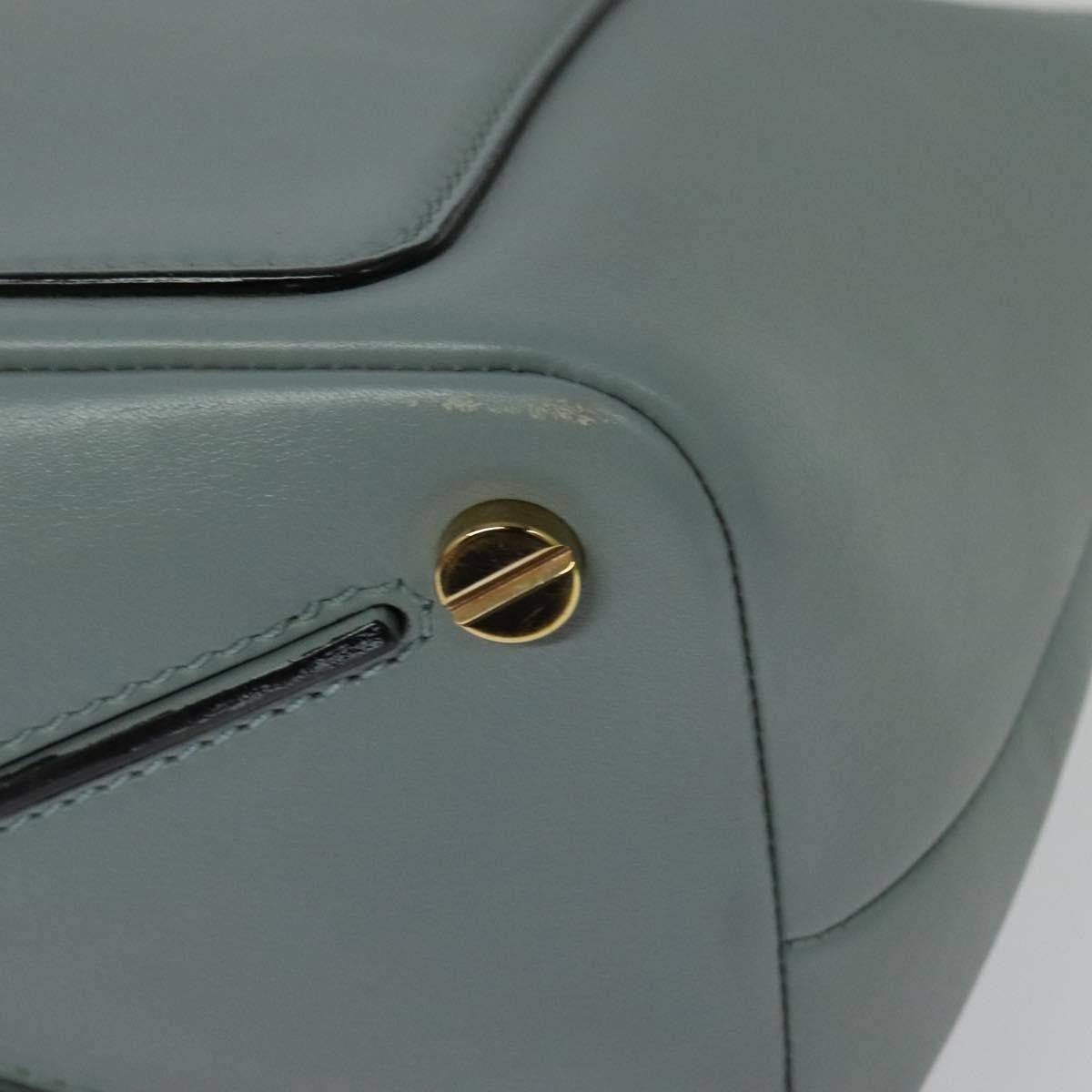 Valentino Garavani Demilune Flap Satchel Leather Blue Leather Bag (Pre-Owned)