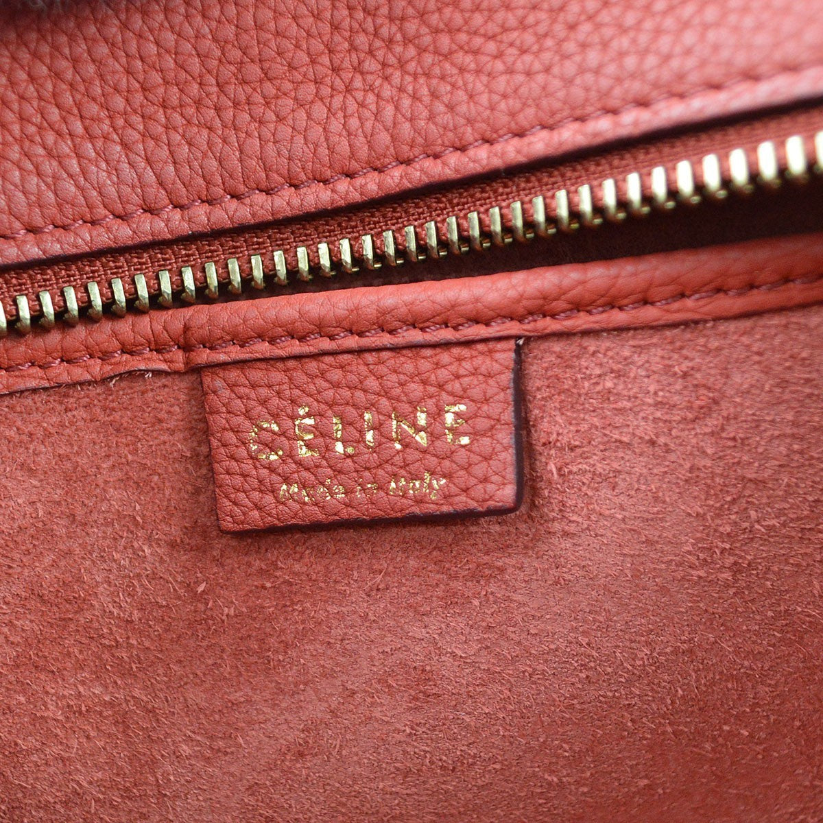 Celine Luggage Grainy Leather Red Leather Handbag (Pre-Owned)