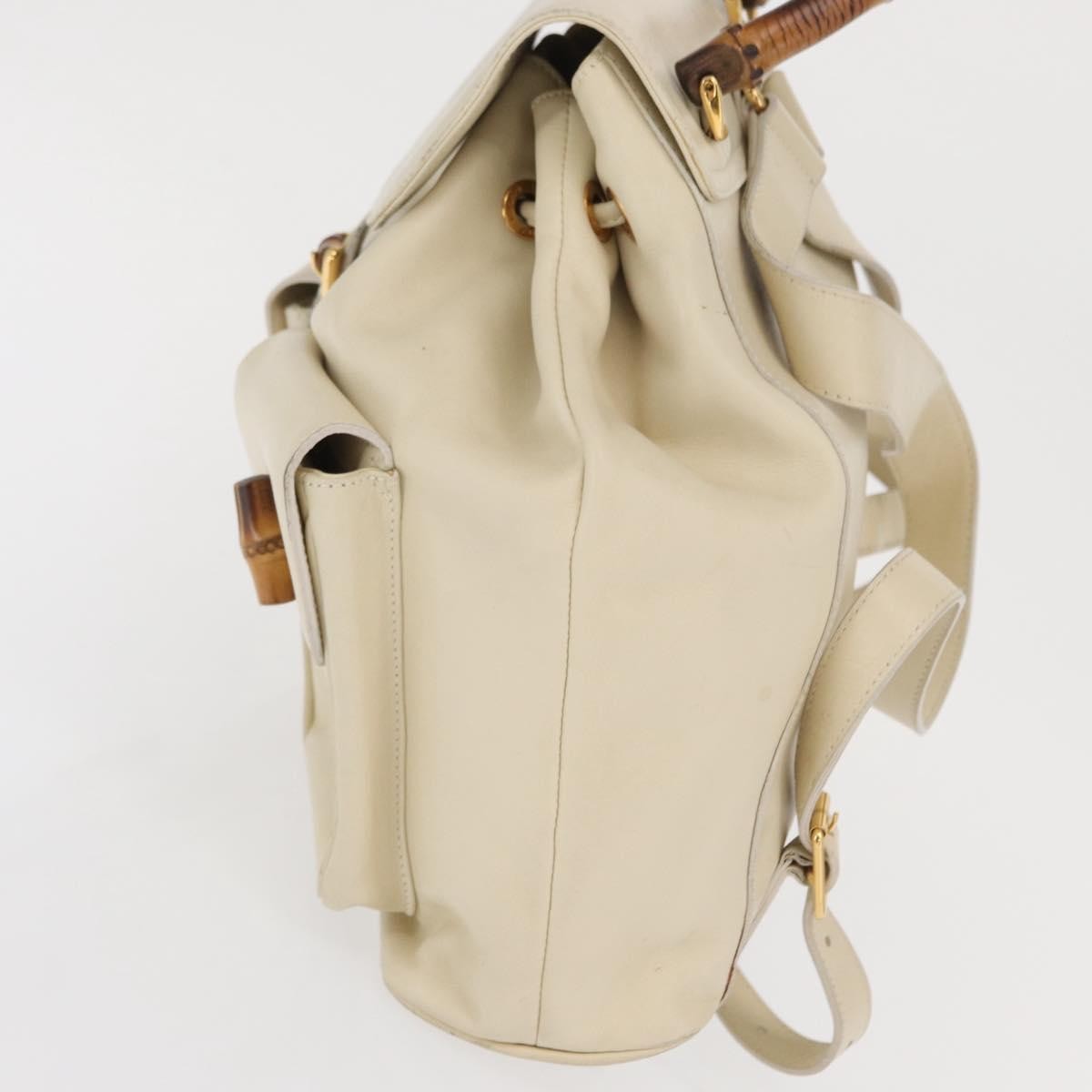 Gucci Vintage Bamboo Leather Gold Leather Backpack Bag (Pre-Owned)