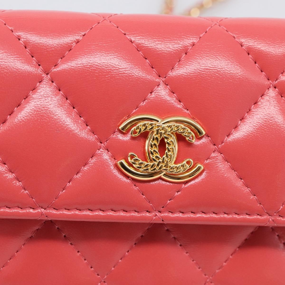 Chanel Textured Cc Wallet On Chain Quilted Lambskin Pink Leather Crossbody Bag Bag (Pre-Owned)