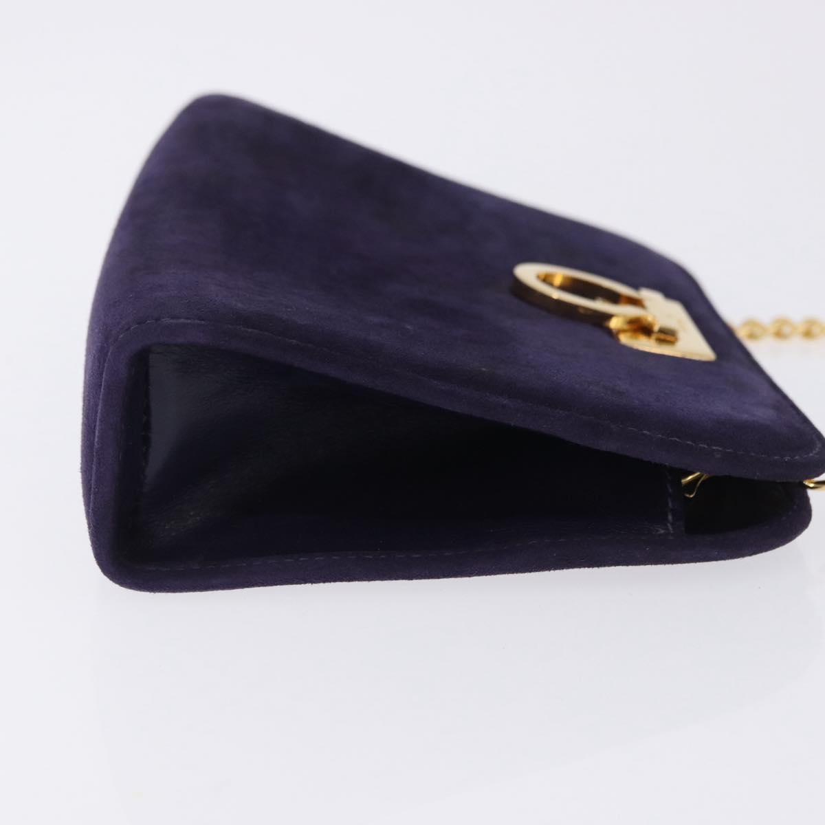 Salvatore Ferragamo Vintage Gancini Chain Suede Purple Suede Shoulder Bag Bag (Pre-Owned)