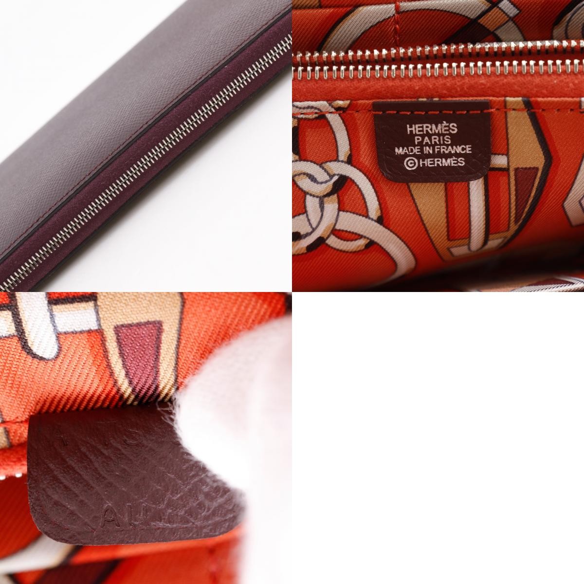 Hermes Azap Zip Around Epsom Burgundy Leather Wallets Accessory (Pre-Owned)