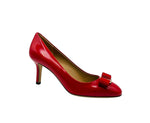 Salvatore Ferragamo Women's Red Leather Bow Heel Pump 672532 (9 B)