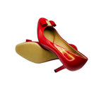 Salvatore Ferragamo Women's Red Leather Bow Heel Pump 672532 (9 B)