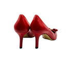 Salvatore Ferragamo Women's Red Leather Bow Heel Pump 672532 (9 B)