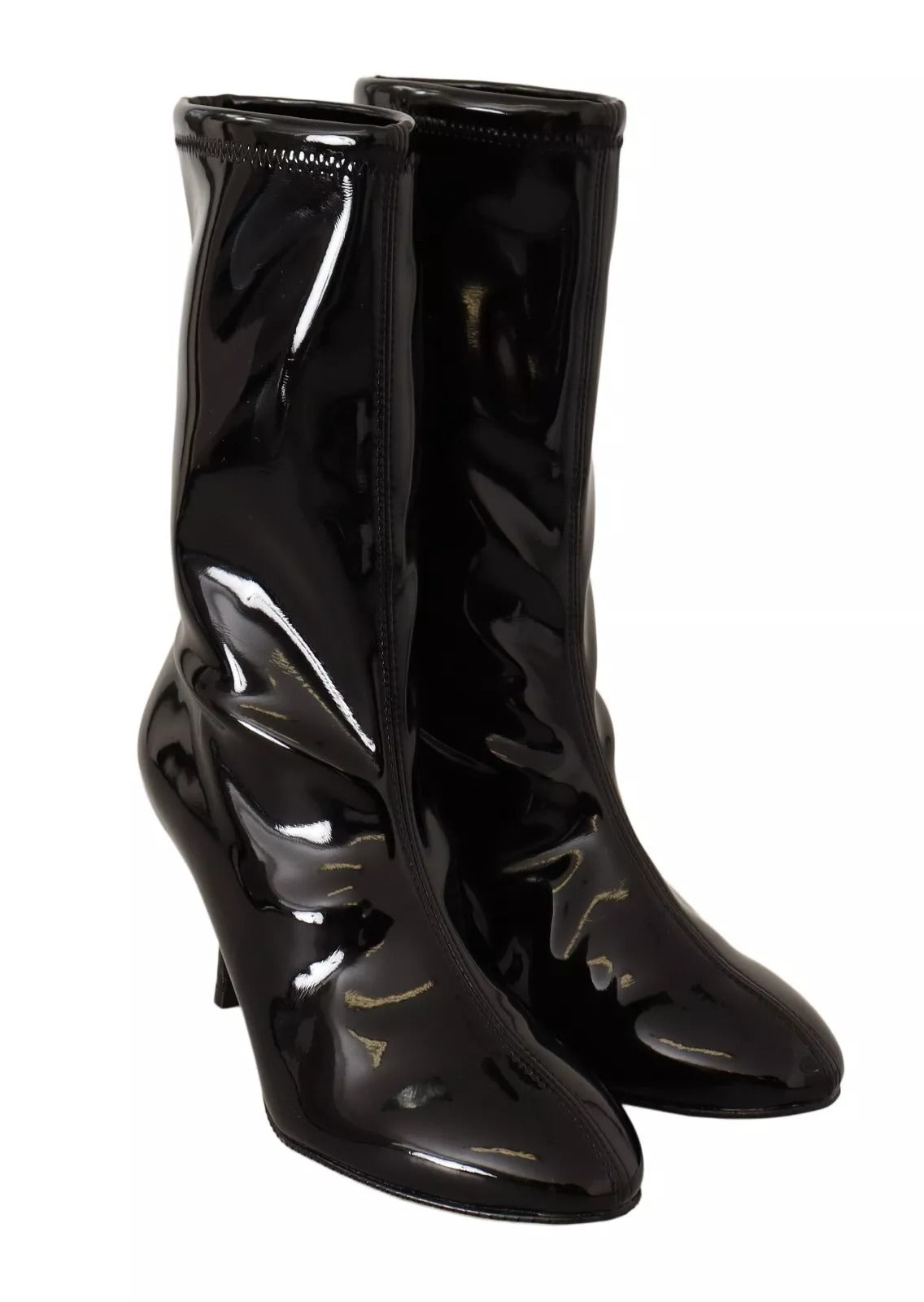 Stuart Weitzman Black Patent Leather High Heels Boots Women's Shoes (Pre-Owned)