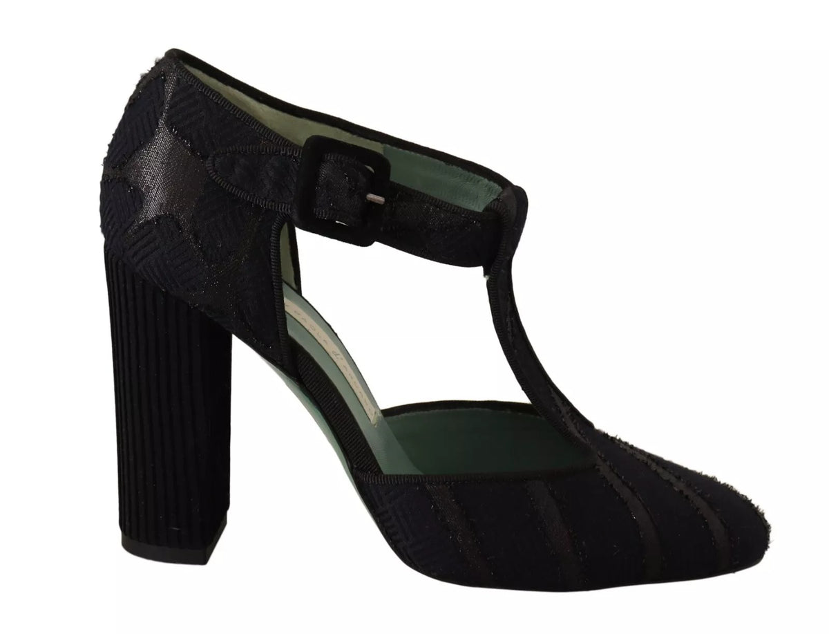 Paola D'Arcano Black Suede Leather Block Heels Sandals Women's Shoes (Pre-Owned)