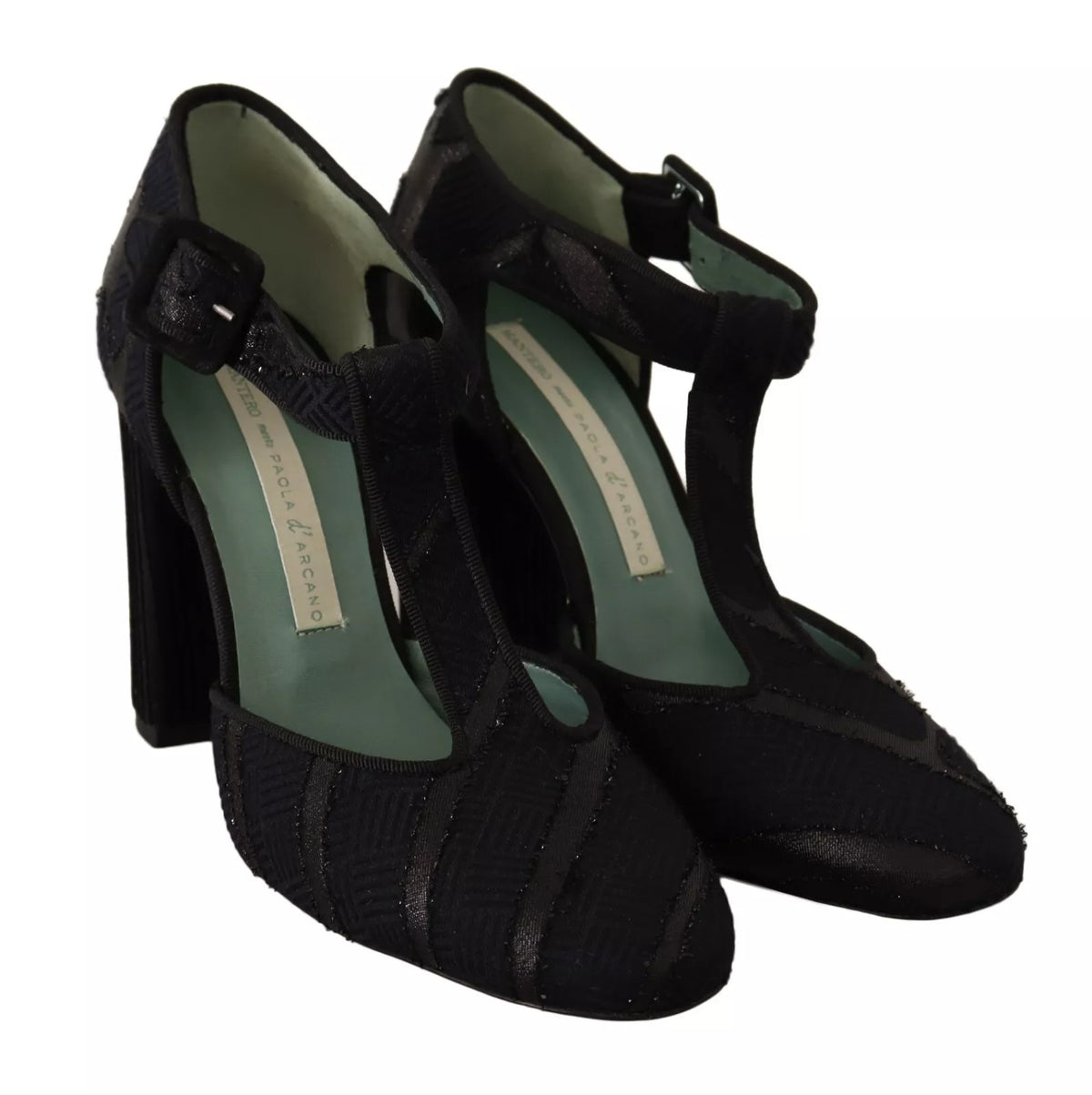 Paola D'Arcano Black Suede Leather Block Heels Sandals Women's Shoes (Pre-Owned)