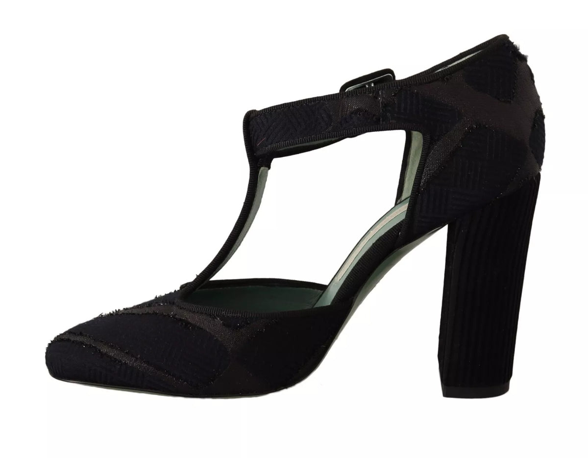Paola D'Arcano Black Suede Leather Block Heels Sandals Women's Shoes (Pre-Owned)
