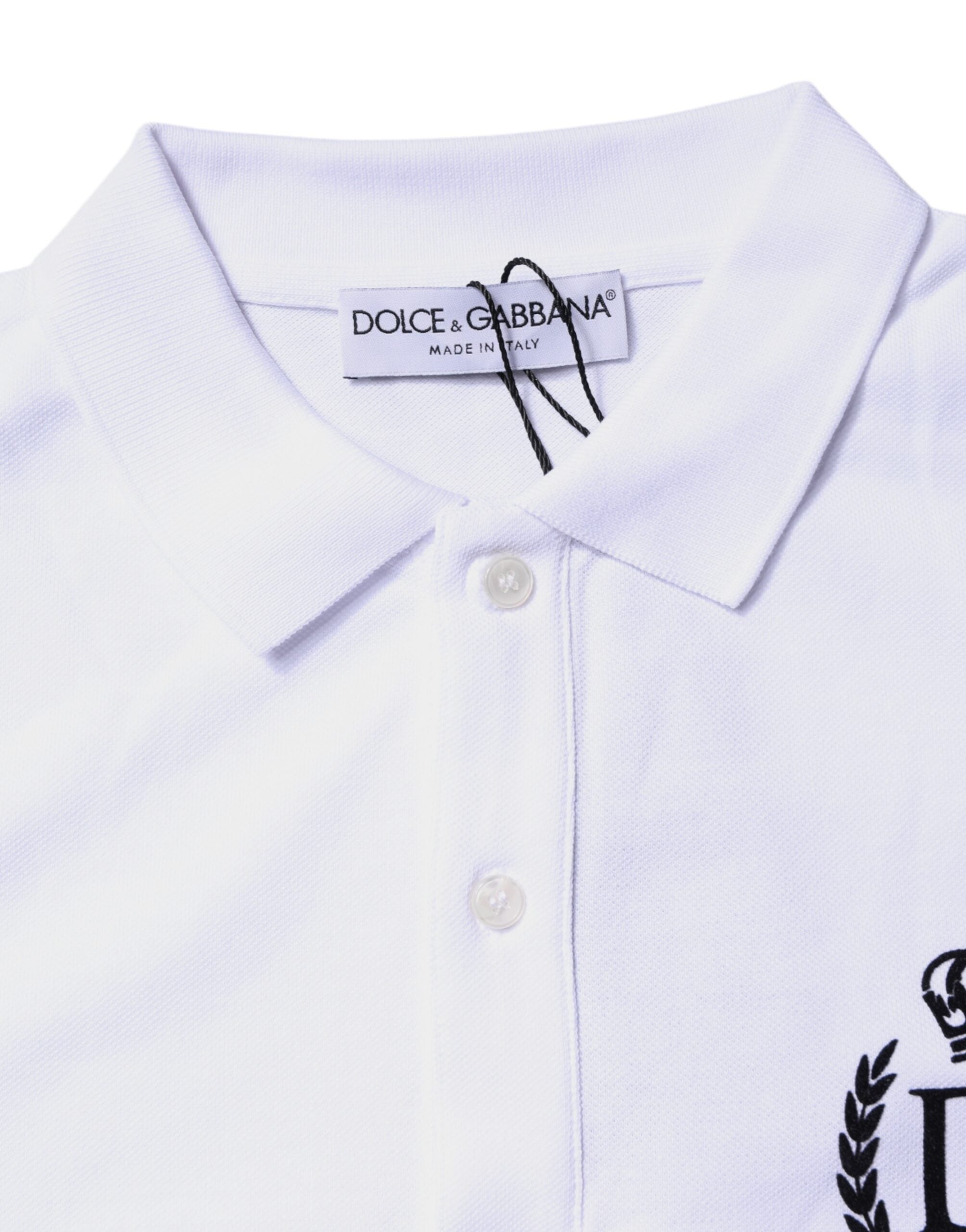 Dolce & Gabbana White Cotton Crown Collared Men Polo Men's T-shirt