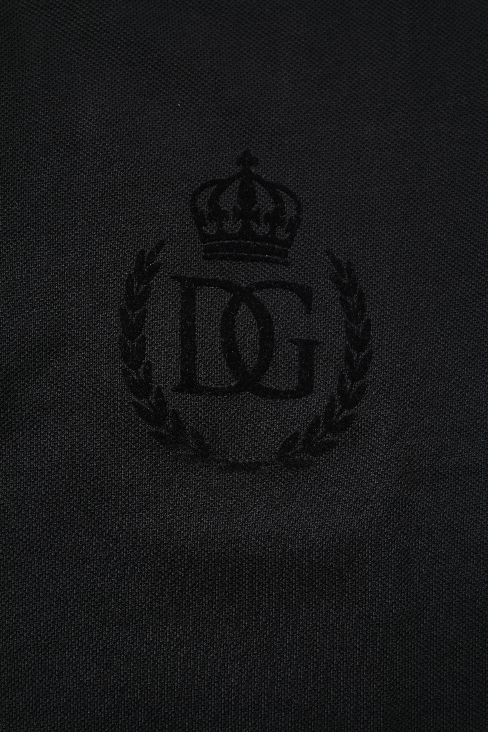 Dolce & Gabbana Black Cotton DG Logo Collared Polo Men's T-shirt