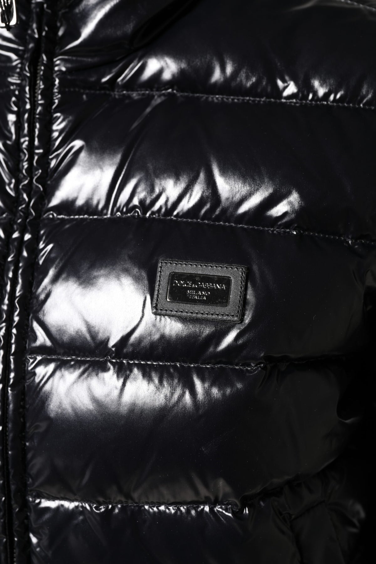 Dolce & Gabbana Black Logo Plaque Full Zip Puffer Women's Jacket