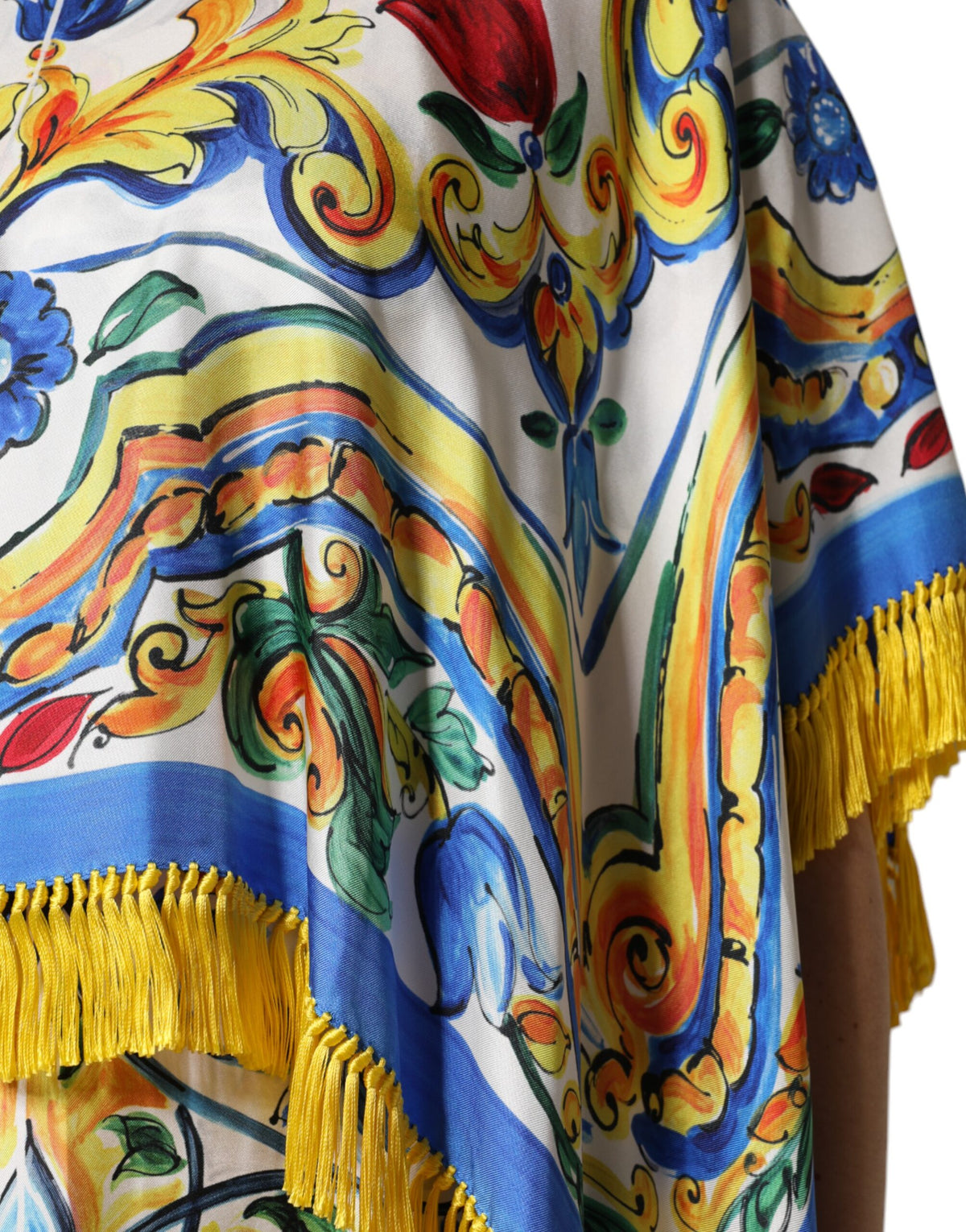 Dolce & Gabbana Multicolor Majolica Kaftan Short Sleeves Maxi Women's Dress