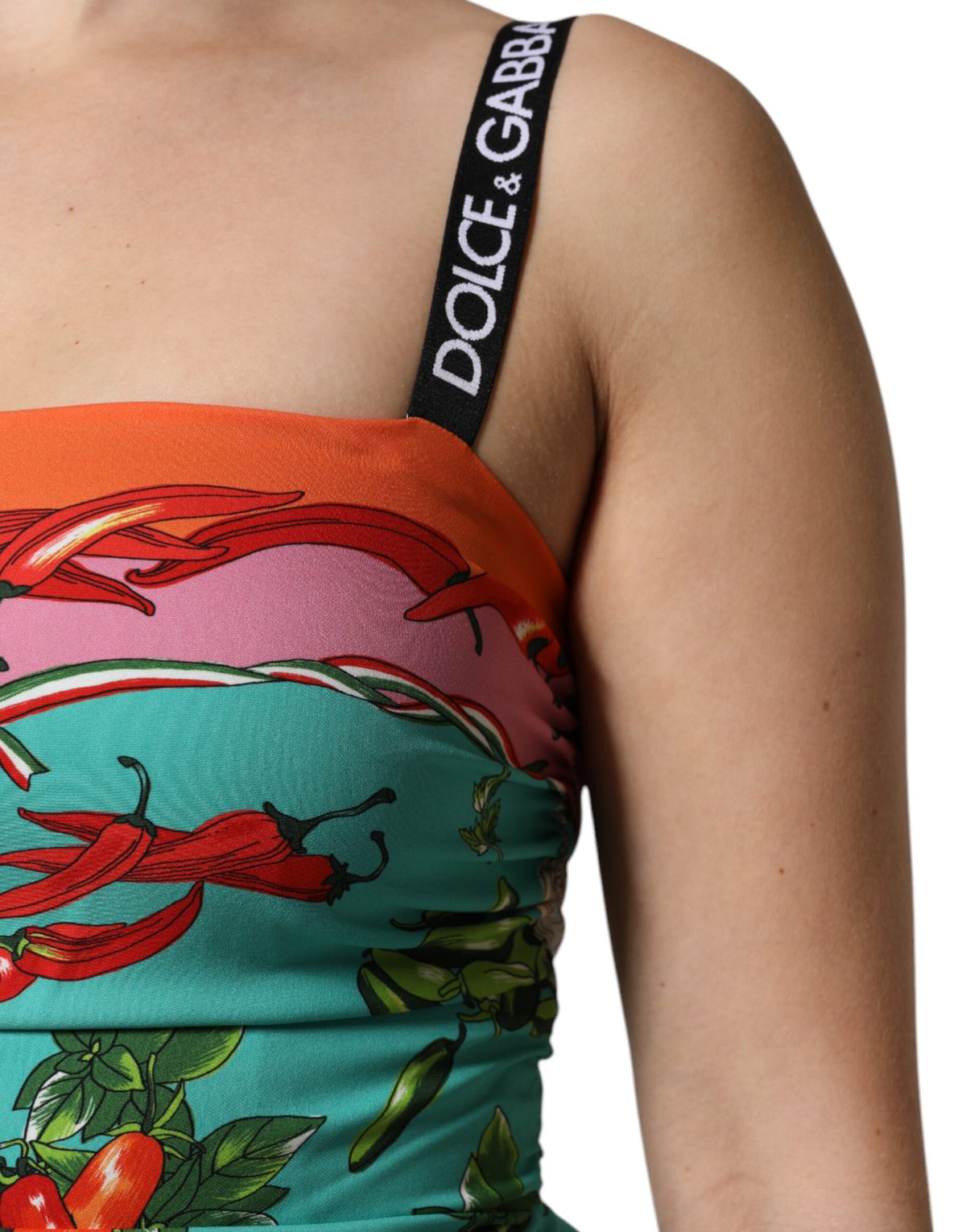 Dolce & Gabbana Multicolor Printed Silk Sleeveless Midi Women's Dress