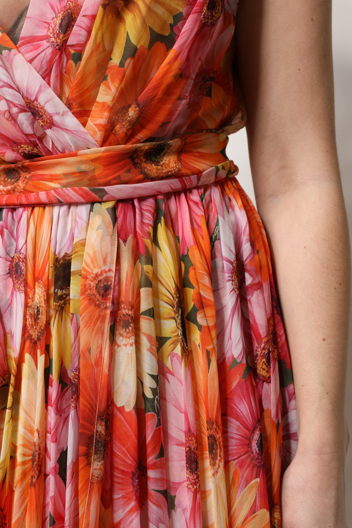Dolce & Gabbana Multicolor Floral Silk V-neck Chiffon Women's Dress