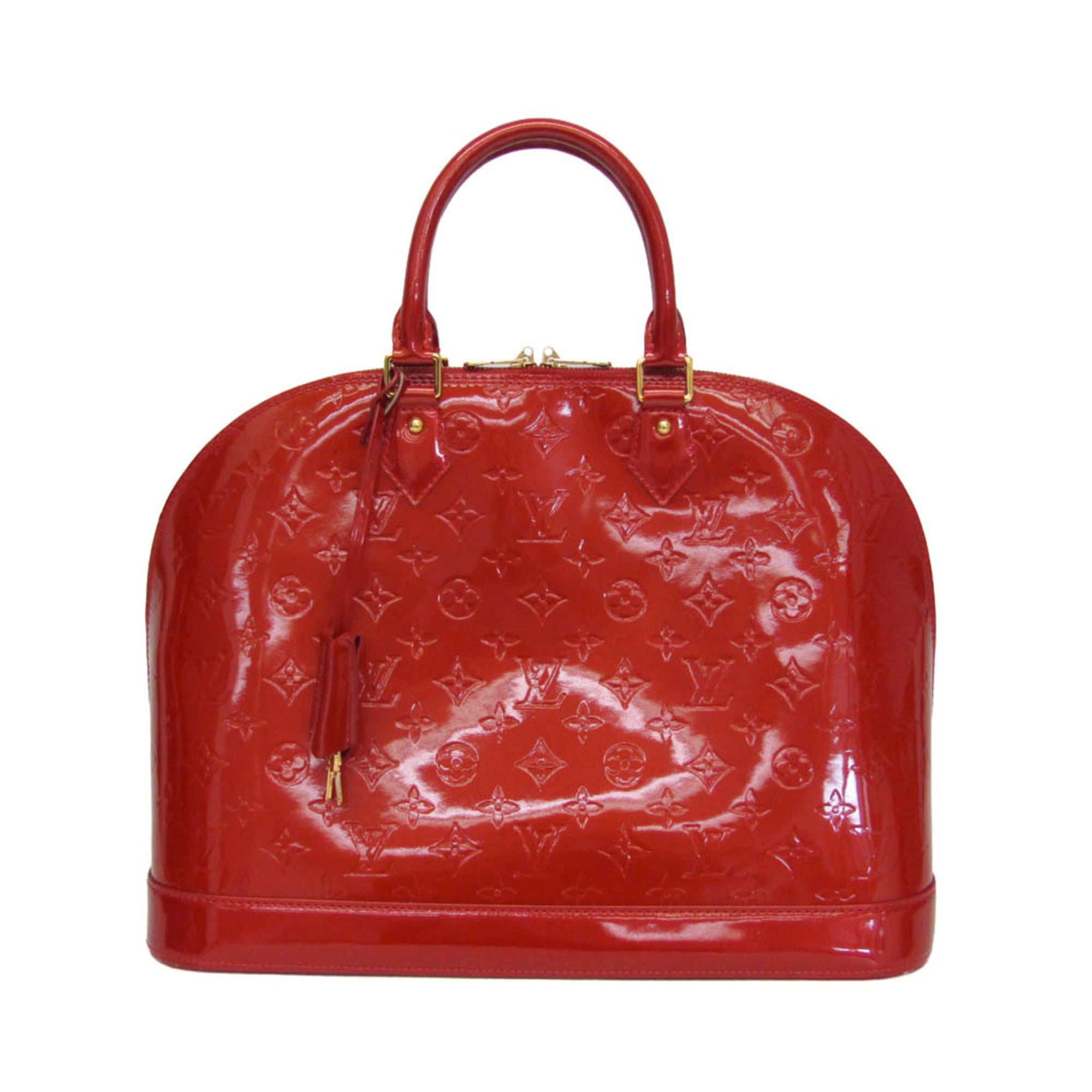 Louis Vuitton Alma Monogram Vernis Red Patent_Leather Handbag (Pre-Owned)