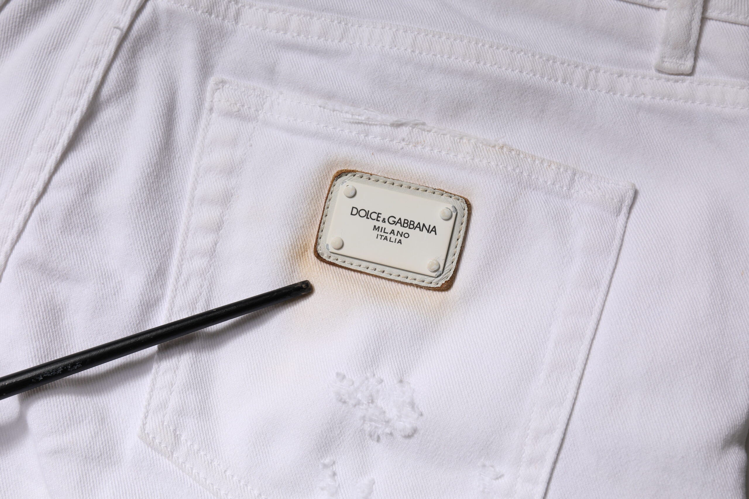 Dolce & Gabbana White Cotton High Waist Skinny Denim Women's Jeans (Pre-Owned)
