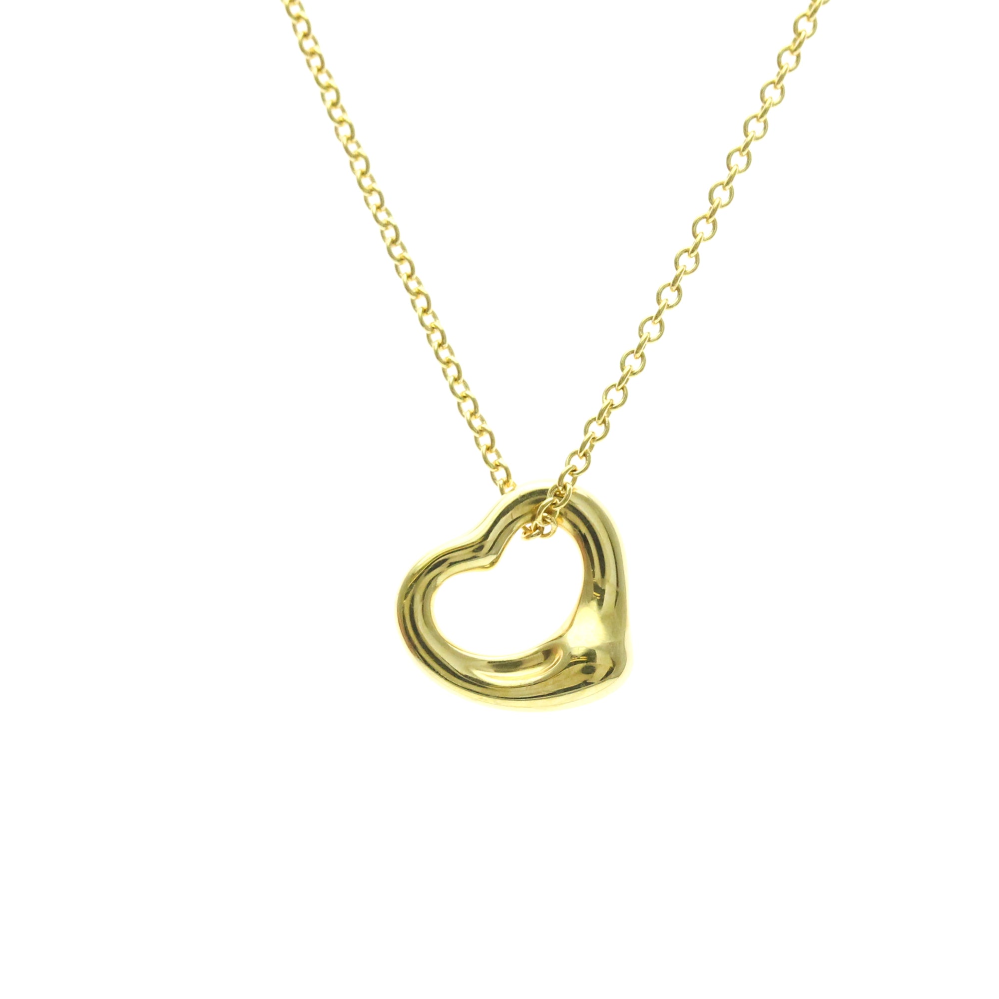 Tiffany & Co. Elsa Peretti Open Heart Pendant 18K Yellow Gold Gold Yellow_Gold Necklace Jewelry (Pre-Owned)
