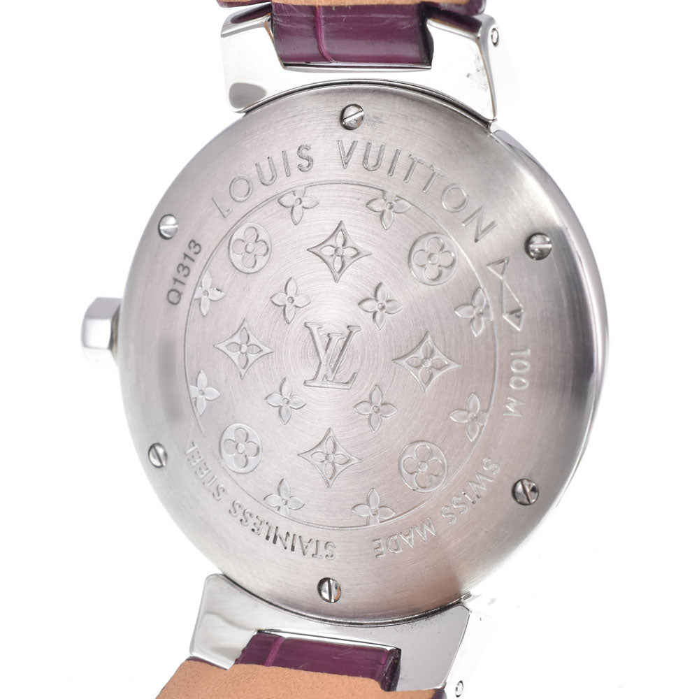 Louis Vuitton Tambour Quartz Stainless Steel And Monogram Vernis Watch (Pre-Owned)