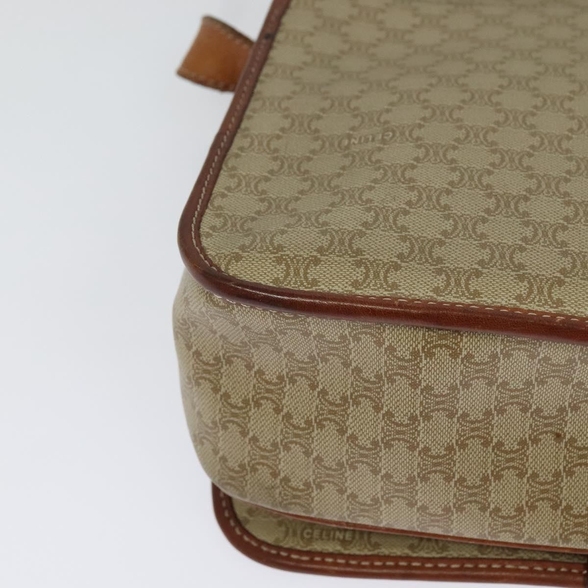 Celine Vintage Macadam Canvas And Leather Beige Canvas Shoulder Bag Bag (Pre-Owned)