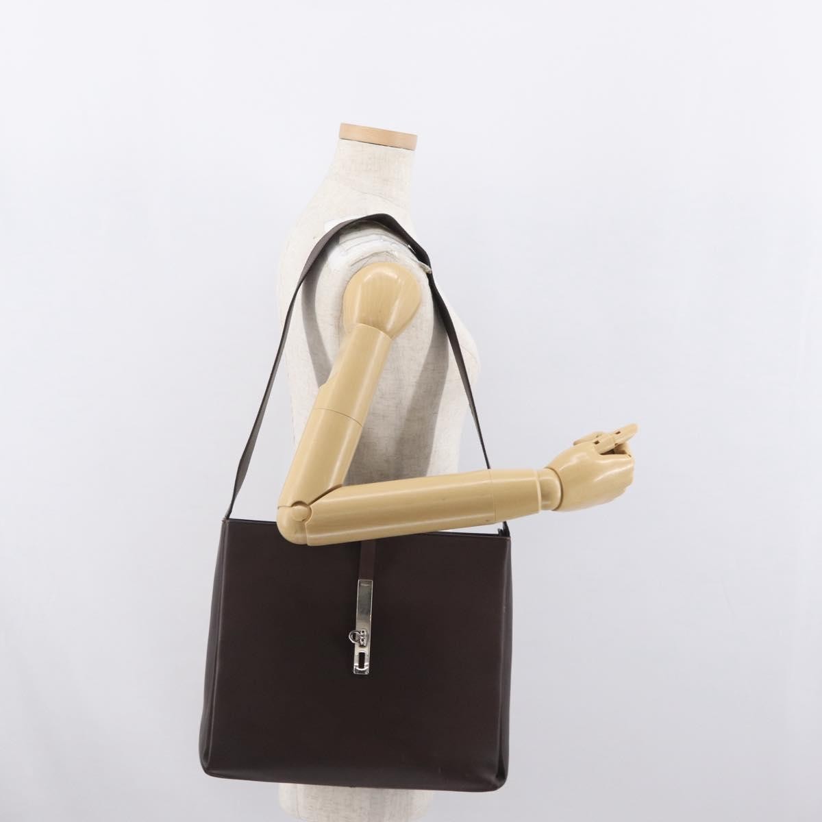 Salvatore Ferragamo Gancini Leather Brown Leather Shoulder Bag Bag (Pre-Owned)