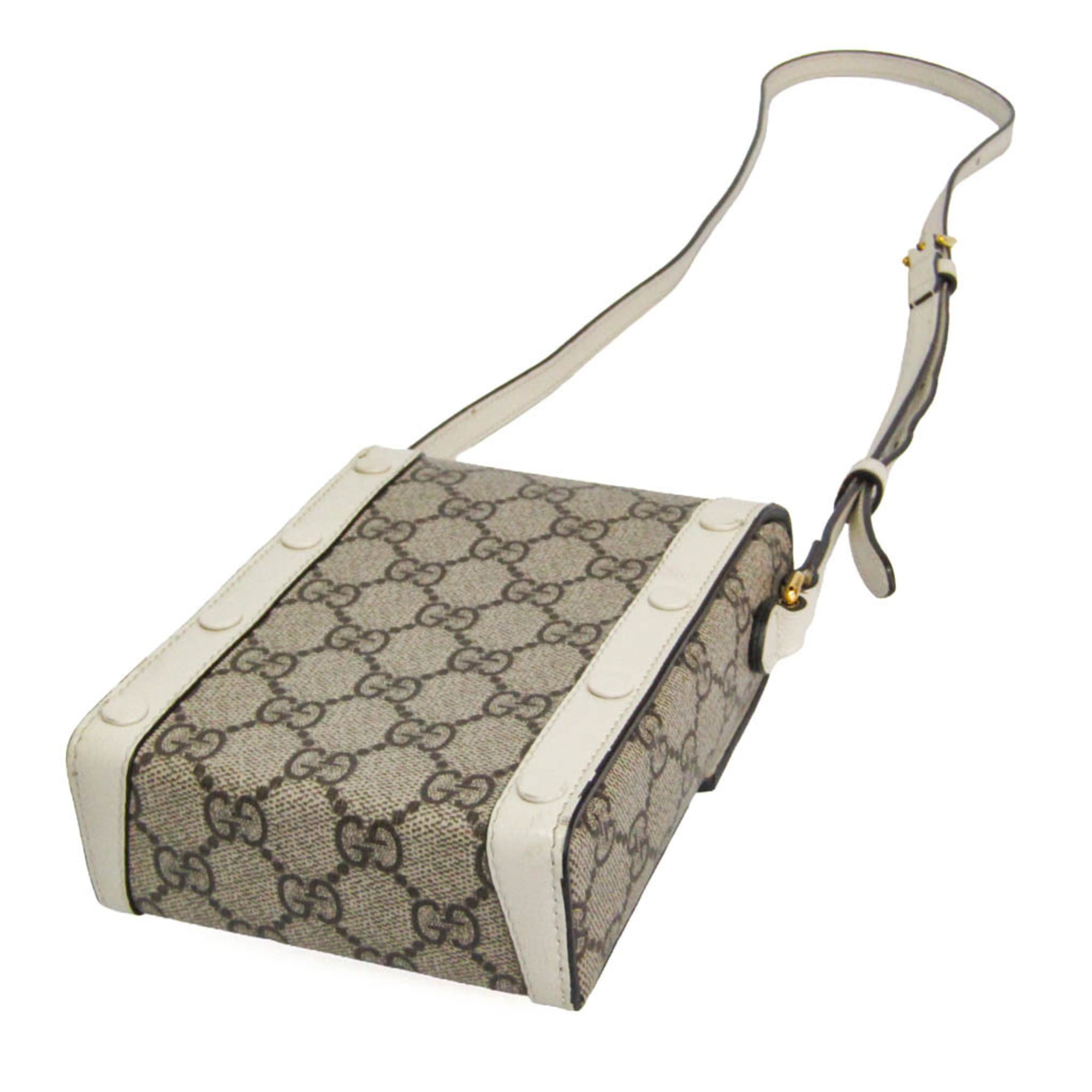 Gucci Horsebit 1955 Gg Coated Canvas With Leather Beige Canvas Crossbody Bag Bag (Pre-Owned)