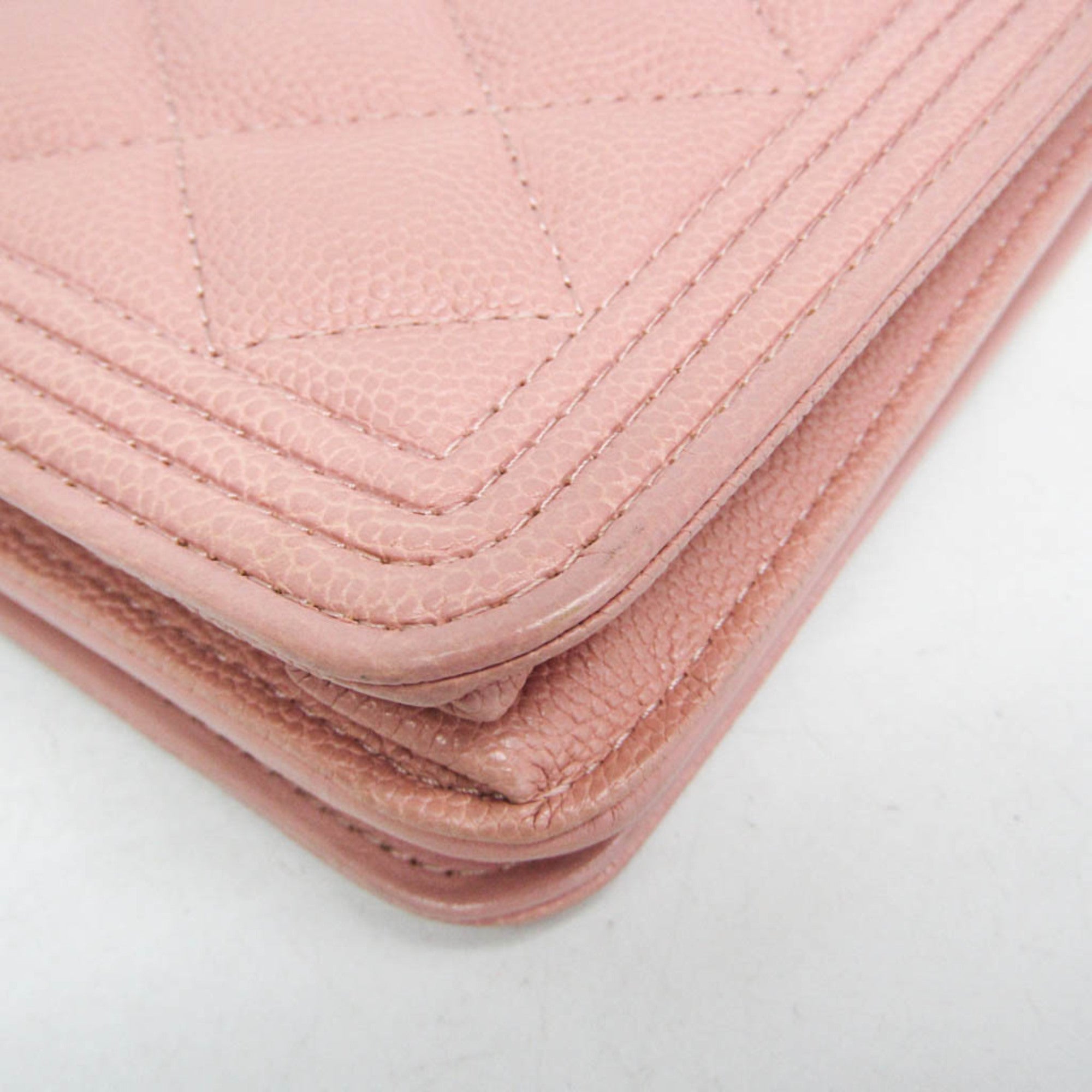 Chanel Boy Wallet On Chain Quilted Caviar Pink Calfskin Wallets Accessory (Pre-Owned)