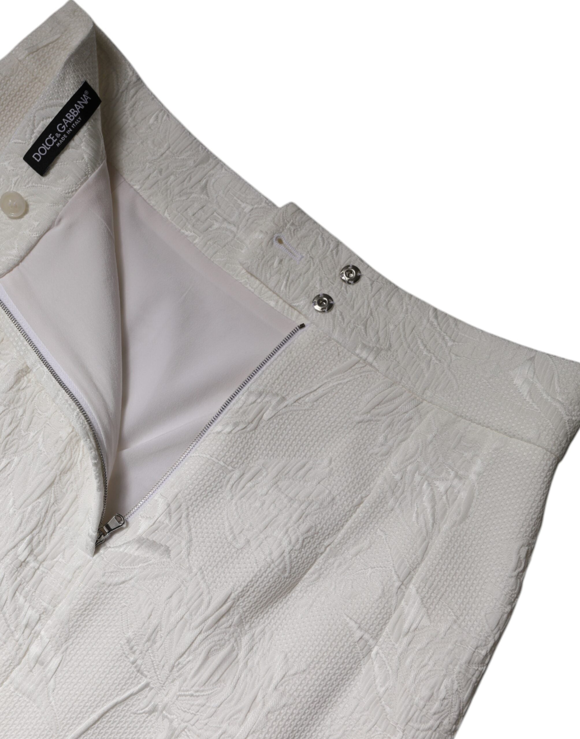 Dolce & Gabbana White High Waist Knee Length Pencil Women's Skirt