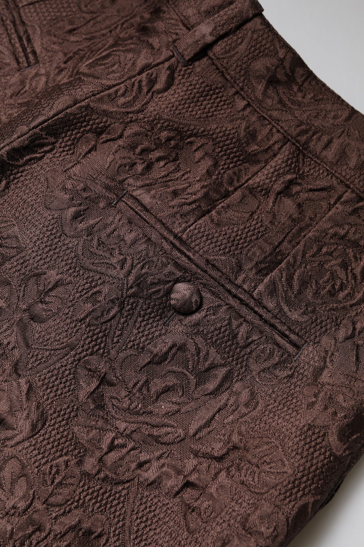 Dolce & Gabbana Brown Floral Brocade Mid Waist Mini Women's Short