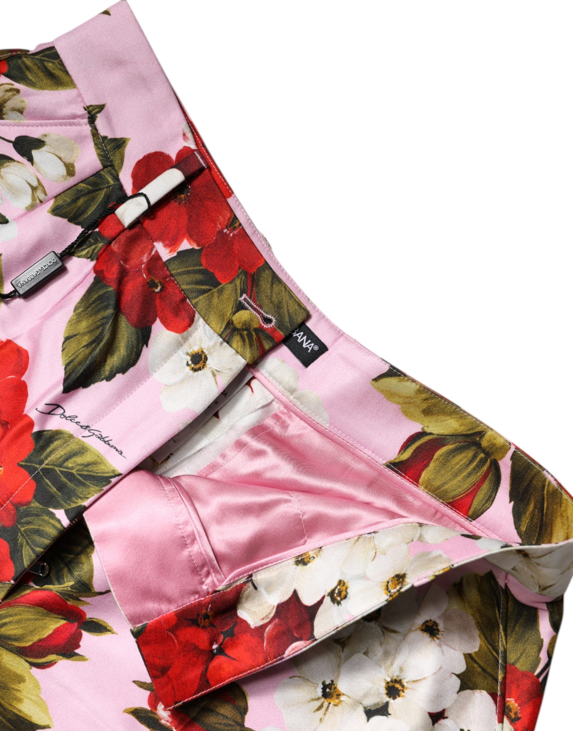 Dolce & Gabbana Pink Floral Print High Waist Hotpants Women's Short