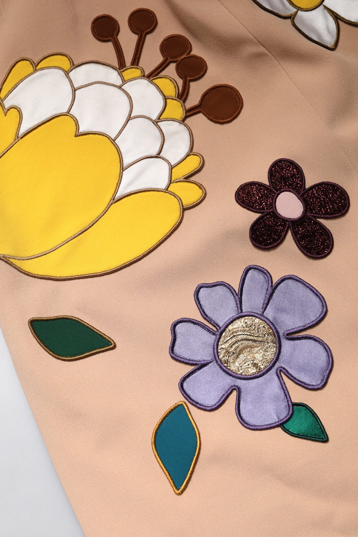 Dolce & Gabbana Beige Floral High Waist Pencil Cut Women's Skirt