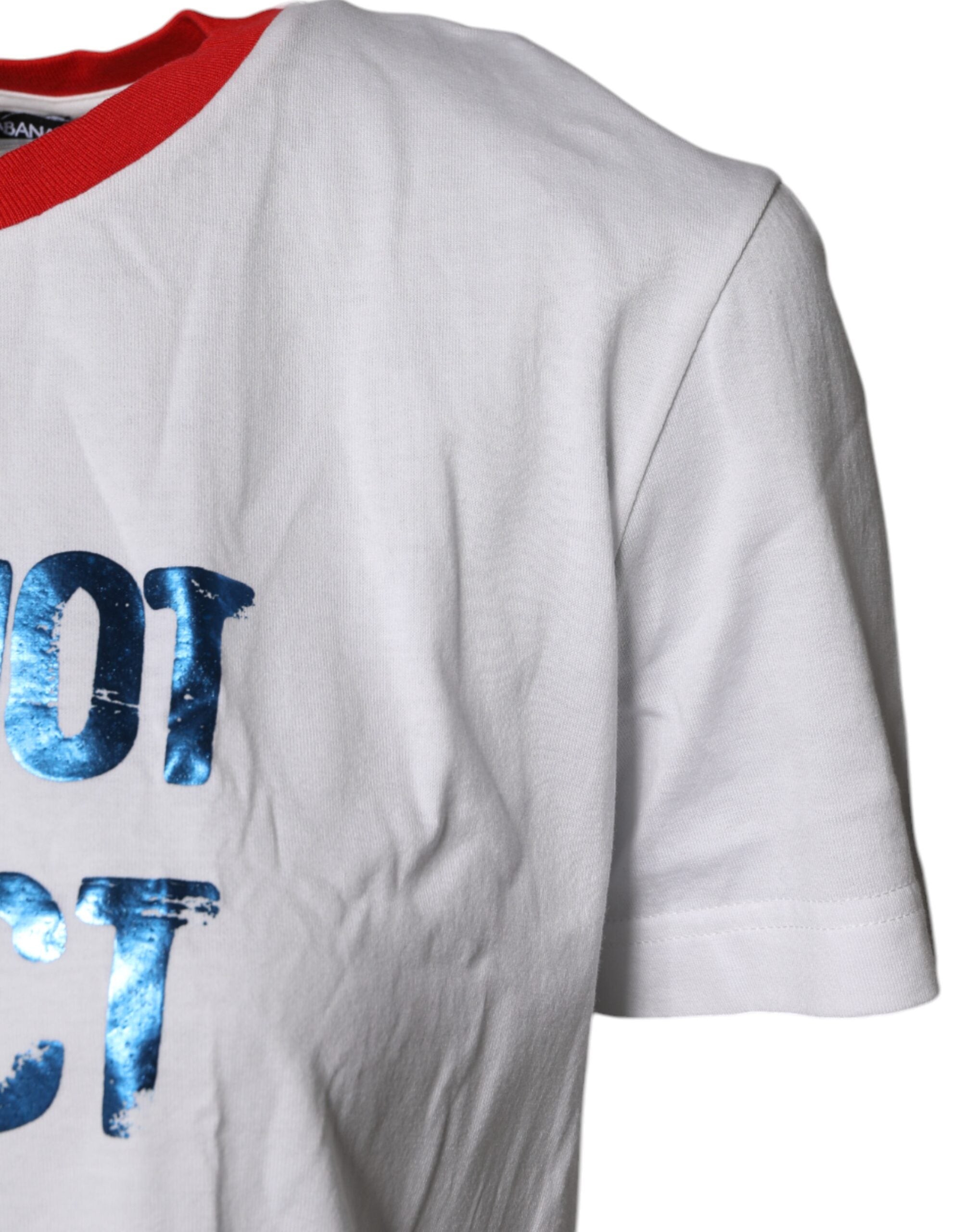 Dolce & Gabbana White Graphic Print Cotton Crew Neck Women's T-shirt
